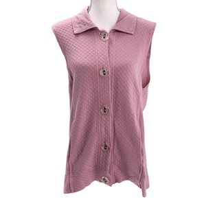 Hot Cotton Womens Size Medium Lightweight Quilted Vest Bold Button-Up Pale Pink